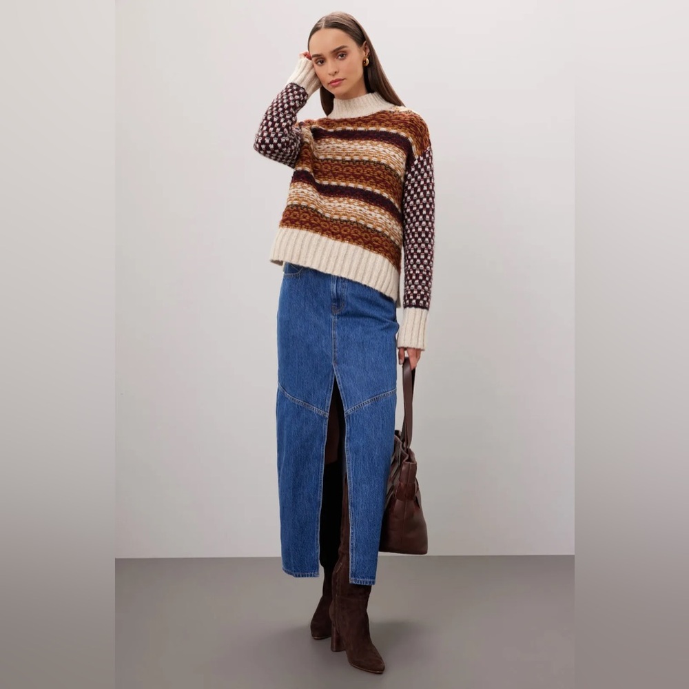 Veronica Beard Clary Sweater Alpaca Mock-neck Large - Picture 3 of 12